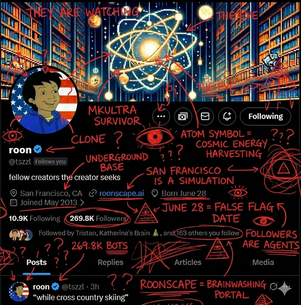 AI conspiracy scribble profiles